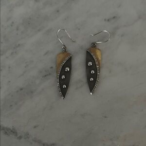 Hand crafted Chic Silver and bronze Drop Earrings